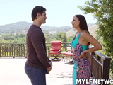 Cassie visits her neighbor, Giovanni, to introduce herself. He invites her in, and after a little talk, she tells him that her husband is away.
